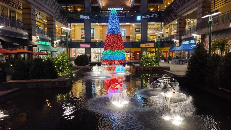 Colorful christmas tree inside mall 