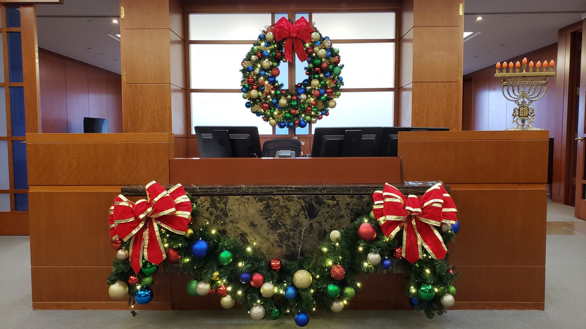 Neave Décor specializes in commercial holiday decor, transforming these spaces into spirited hubs where employees feel the holiday cheer